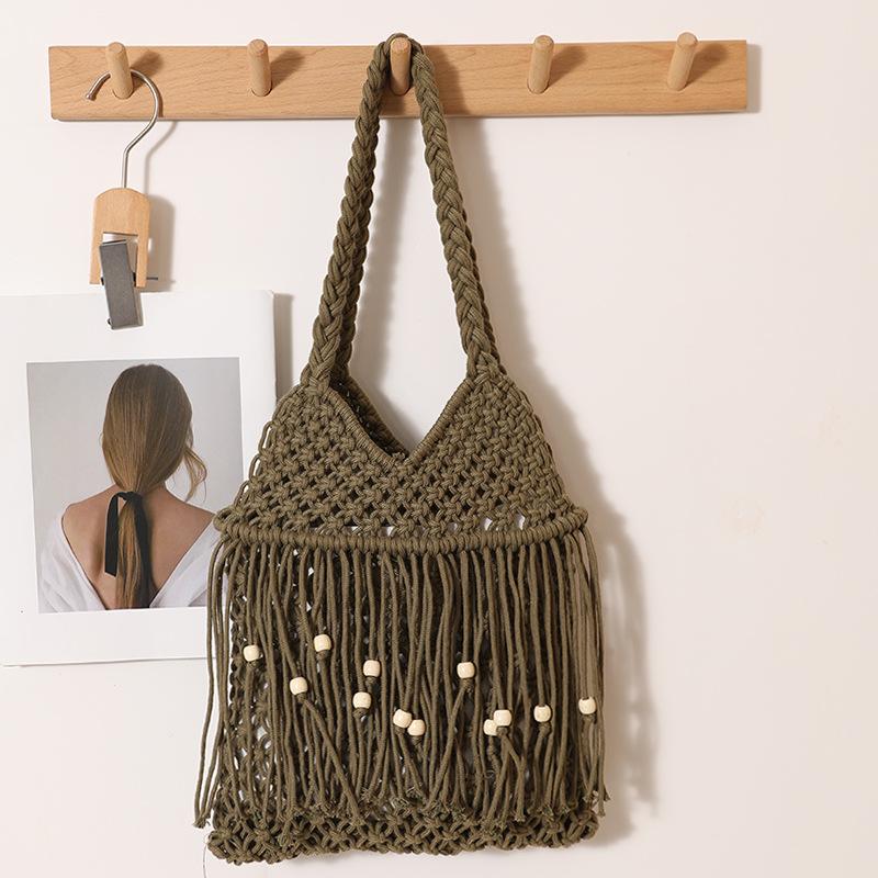 Cotton Thread Hollow Out Bead Woven Shoulder Bag Casual Large Capacity Handbag Fashionable Tassel Design Beach Bag армия зеленый
Cotton Thread Hollow Out Bead Woven Shoulder Bag Casual Large Capacity Handbag Fashionable Tassel Design Beach Bag армия зеленый