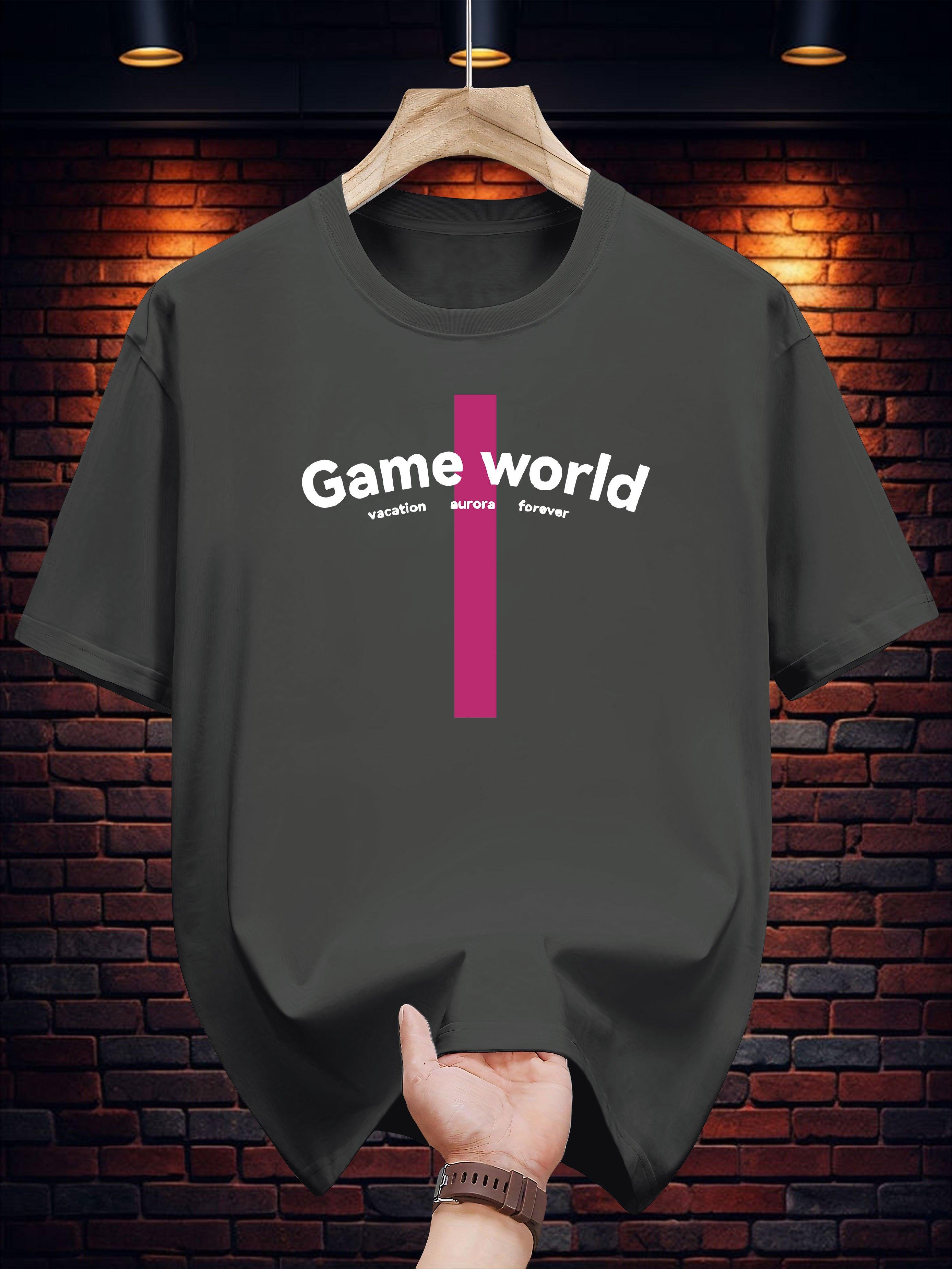 Graphic Print T-shirt - Navy Blue Casual Short Sleeve Round Neck Summer Tee with GAME WORLD & EVERYDAY Design L
Graphic Print T-shirt - Navy Blue Casual Short Sleeve Round Neck Summer Tee with GAME WORLD & EVERYDAY Design L