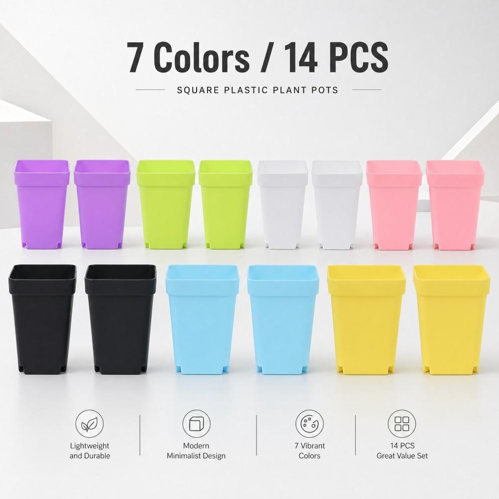 14/28PCS Gardening Mini Small Square Pot Seven Colors Flower Pot Succulent Pot Little Black Square Plastic Pot Seedling Tray
14/28PCS Gardening Mini Small Square Pot Seven Colors Flower Pot Succulent Pot Little Black Square Plastic Pot Seedling Tray