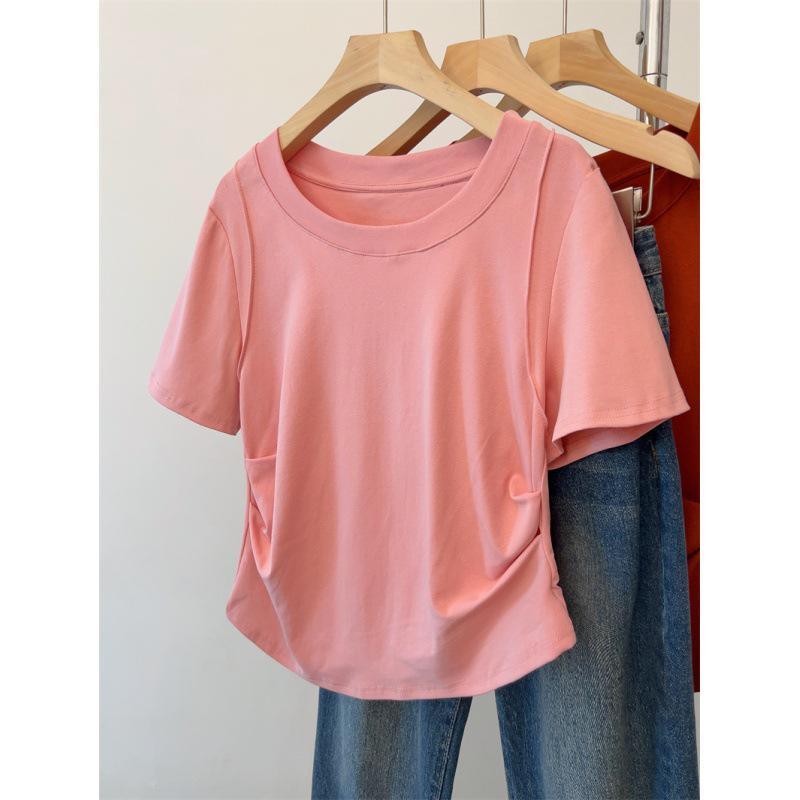 Женский летний повседневный хлопковый пуловер больших размеров 2024 года: Однотонная, облегающая футболка с короткими рукавами.
Женский летний повседневный хлопковый пуловер больших размеров 2024 года: Однотонная, облегающая футболка с короткими рукавами.