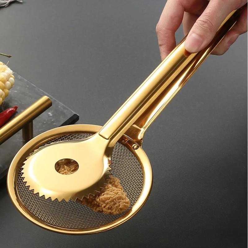 Gold Stainless Steel Food Clip Fried Food Clip Creative Steak Drain Filter with Filter Mesh Leakage Kitchen Tools
Gold Stainless Steel Food Clip Fried Food Clip Creative Steak Drain Filter with Filter Mesh Leakage Kitchen Tools