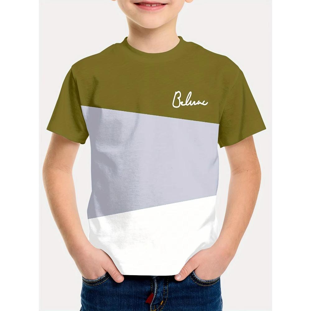 Children s clothing simple letter striped pattern T-shirt Children s clothing short sleeved top Summer children s top round neck T-shirt 140
Children s clothing simple letter striped pattern T-shirt Children s clothing short sleeved top Summer children s top round neck T-shirt 140