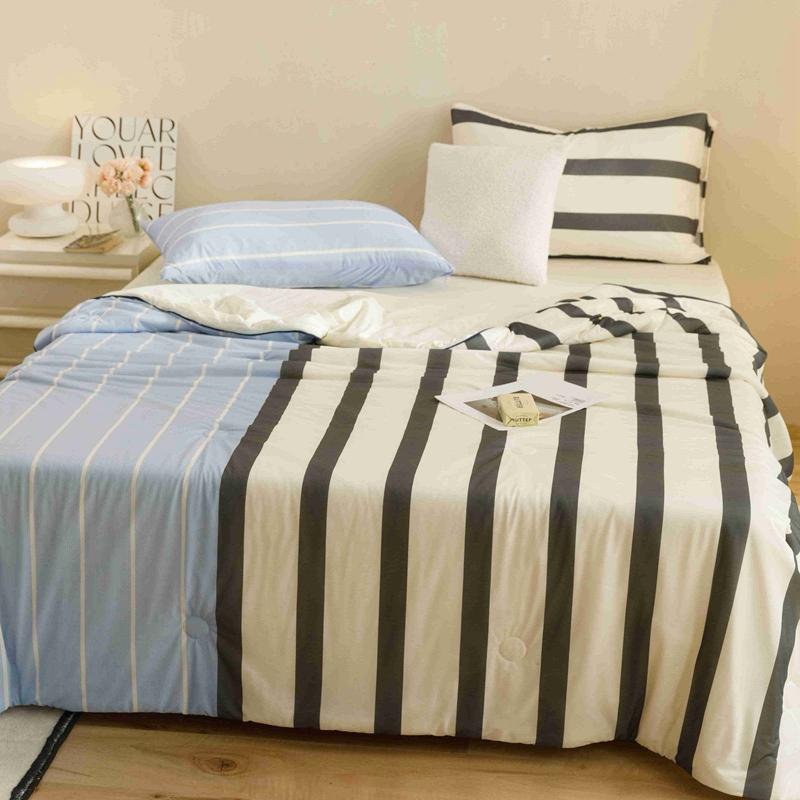 1 шт. Новое сине-черное полосатое охлаждающее одеяло с вставкой, летнее одеяло с кондиционером, односпальное одеяло для детей и взрослых 150*200 см 150x200cm 1pc