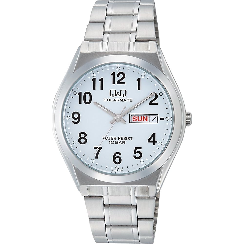 Citizen Q&Q Men s Analog Solar Watch, Water Resistant, Date Display, Day of the Week Display, Metal Band, H010-204, White
Citizen Q&Q Men s Analog Solar Watch, Water Resistant, Date Display, Day of the Week Display, Metal Band, H010-204, White