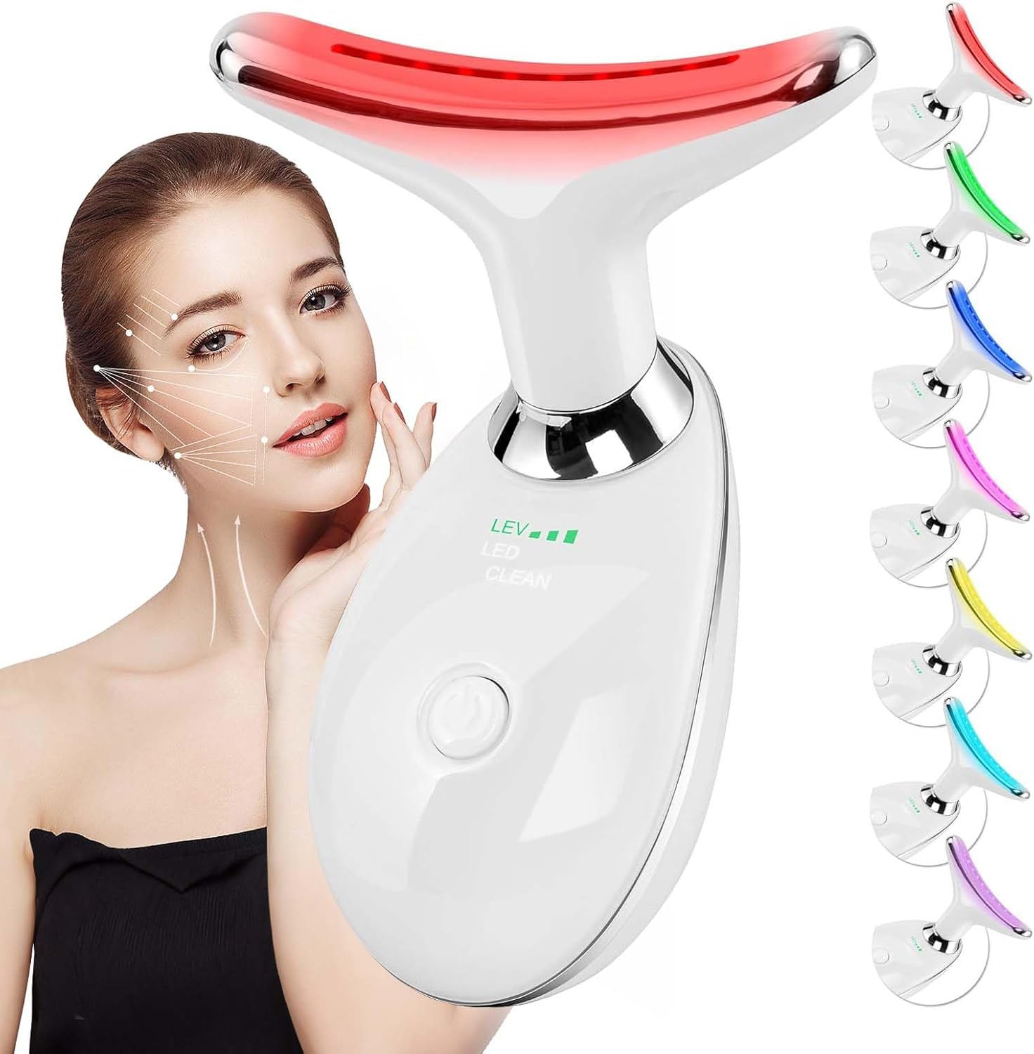 Face and Neck Massager Tool, 7 Colors LED Womens Skin Care Facial Massager for Skin Rejuvenation, Lifting, Toning, Glow Boost
Face and Neck Massager Tool, 7 Colors LED Womens Skin Care Facial Massager for Skin Rejuvenation, Lifting, Toning, Glow Boost