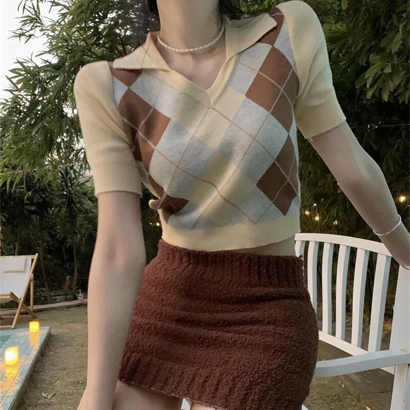 Рубашка с короткими рукавами и V-образным вырезом, вязанная ромбовидной формы, женская, летняя, свитер, тонкий дизайн, нишевый, короткие топы, повседневные, облегающие, пуловеры, футболки One Size абрикосовый
Рубашка с короткими рукавами и V-образным вырезом, вязанная ромбовидной формы, женская, летняя, свитер, тонкий дизайн, нишевый, короткие топы, повседневные, облегающие, пуловеры, футболки One Size абрикосовый