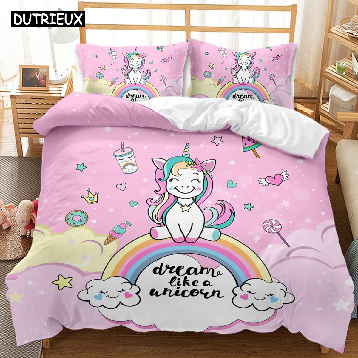 Hot Sale Cartoon Unicorn Kids Girls Pink 3D Bedding Set Duvet Cover Bedcllothes Animal Printed Queen King Size Home Bed Linens Tool EU single(135x200cm)
Hot Sale Cartoon Unicorn Kids Girls Pink 3D Bedding Set Duvet Cover Bedcllothes Animal Printed Queen King Size Home Bed Linens Tool EU single(135x200cm)