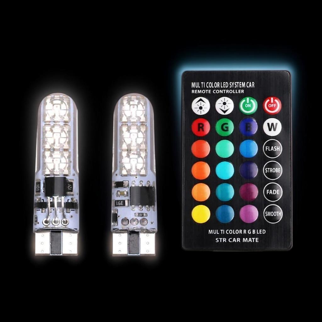 2x T10 W5w LED Bulb: 6SMD 5050 RGB, 7-Color Remote, Waterproof Wedge Lamp білий
2x T10 W5w LED Bulb: 6SMD 5050 RGB, 7-Color Remote, Waterproof Wedge Lamp білий