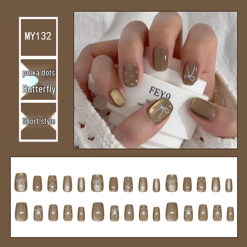 Носимый набор накладных ногтей «Кошачий глаз» с бантом в горошек - 30 однотонных накладных ногтей полного размера
Носимый набор накладных ногтей «Кошачий глаз» с бантом в горошек - 30 однотонных накладных ногтей полного размера