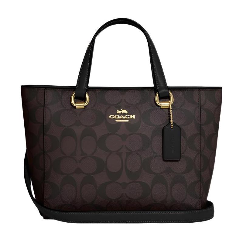 COACH handbag Alice 21 Zippered interior multi-function pocket Signature coated canvas and smooth leather Shoulder crossbody tote Small Women s brown чорний
COACH handbag Alice 21 Zippered interior multi-function pocket Signature coated canvas and smooth leather Shoulder crossbody tote Small Women s brown чорний