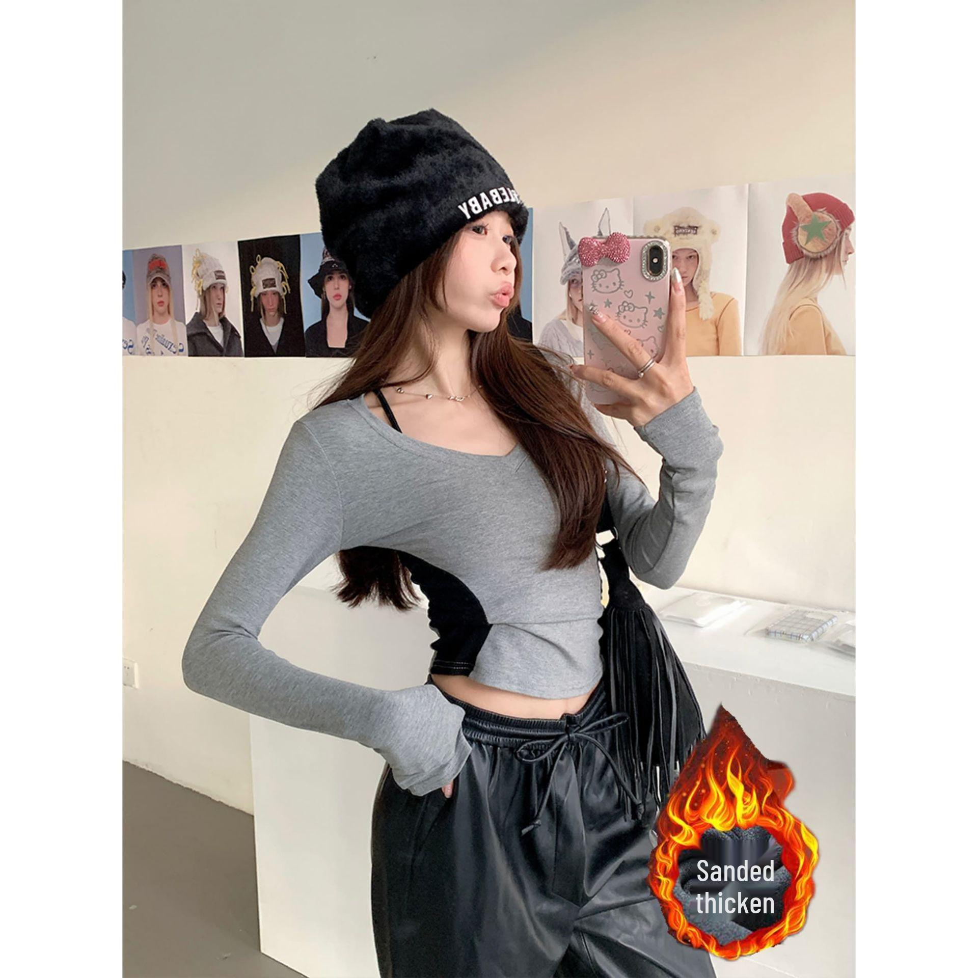 Women s Spicy American Style V-Neck Patchwork Slim-Fit Long-Sleeve Clavicle-Revealing T-Shirt M
Women s Spicy American Style V-Neck Patchwork Slim-Fit Long-Sleeve Clavicle-Revealing T-Shirt M