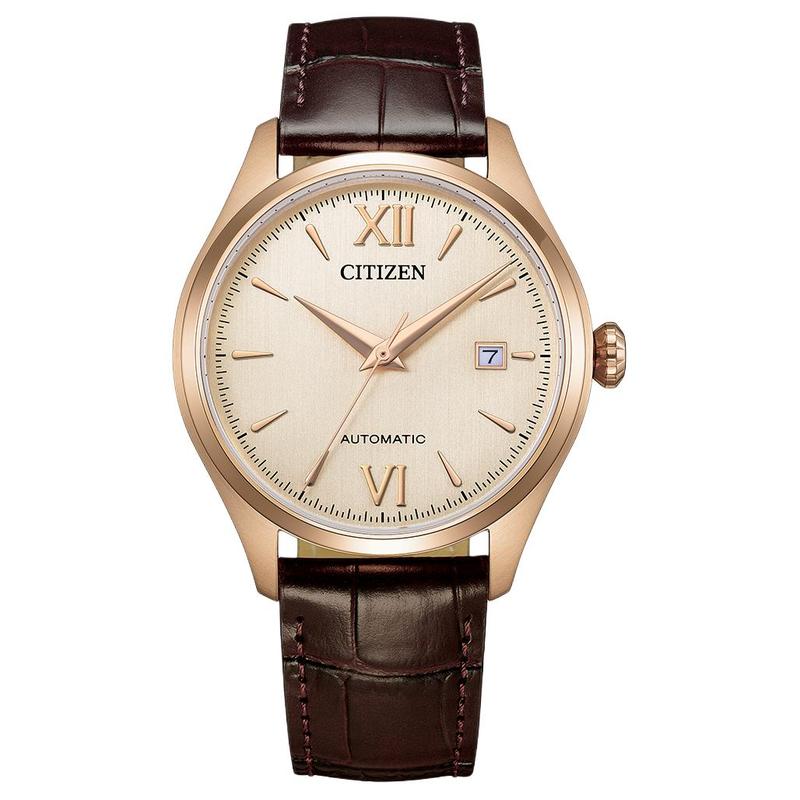 CITIZEN mechanical watch series 50 meters waterproof date display Automatic cowhide strap 40mm men s watch gold dial NJ0243-06A золотий
CITIZEN mechanical watch series 50 meters waterproof date display Automatic cowhide strap 40mm men s watch gold dial NJ0243-06A золотий