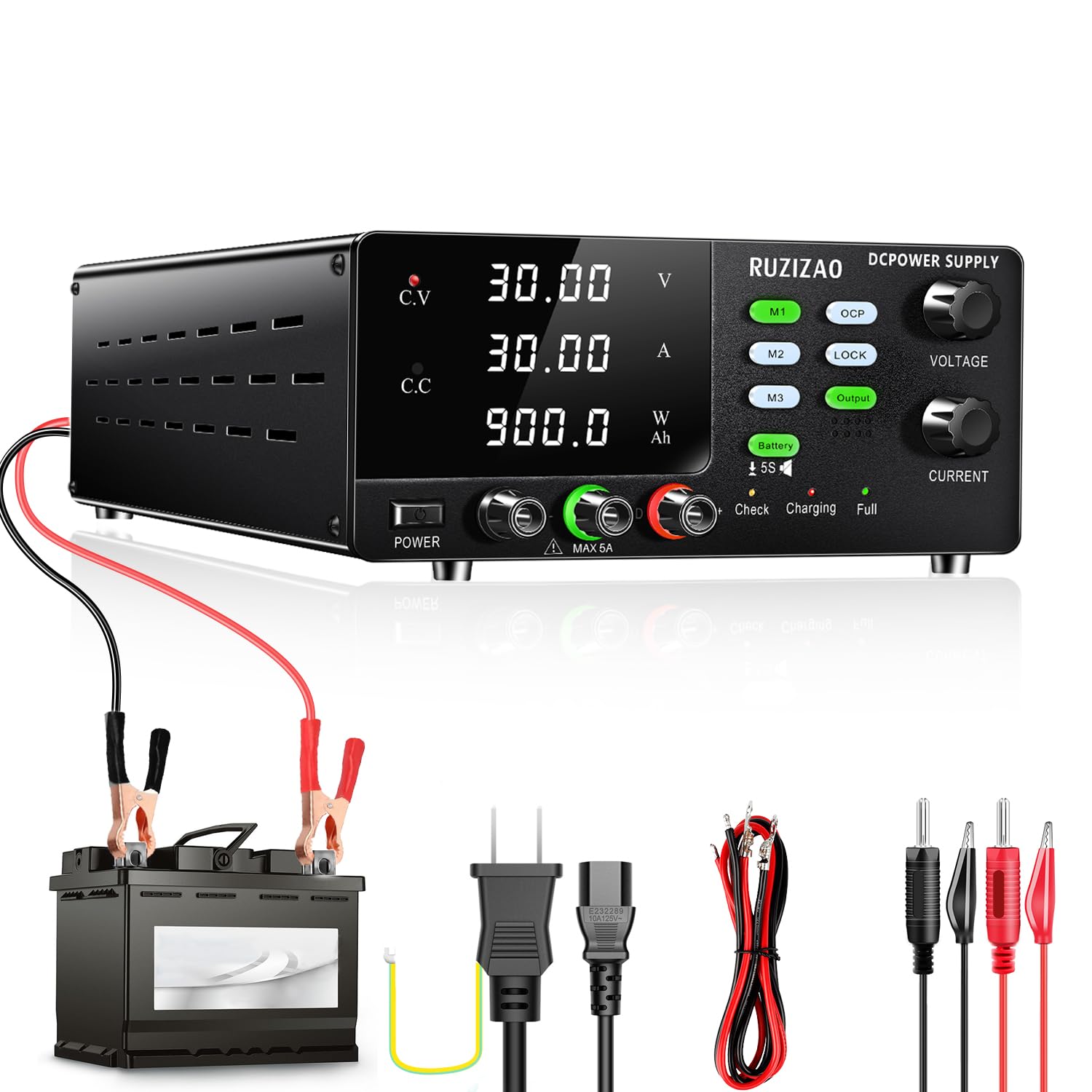 RUZIZAO Stabilized Power Supply 30V 30A 900W High Power Variable DC Stabilized Power Supply Voltage Current Power Display with Encoder Button 6V 12V
RUZIZAO Stabilized Power Supply 30V 30A 900W High Power Variable DC Stabilized Power Supply Voltage Current Power Display with Encoder Button 6V 12V