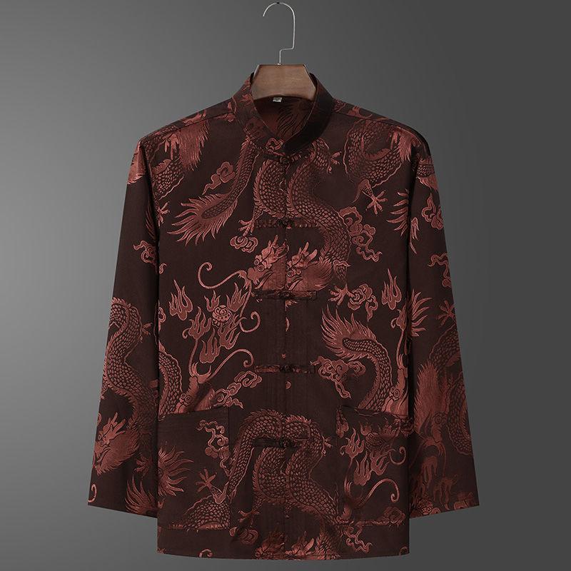 Весенний комплект одежды для пожилых людей среднего возраста Тан, мужская атласная рубашка с длинными рукавами в стиле дракона и кунг-фу в китайском стиле больших размеров для тренировок 190cm кофейный
Весенний комплект одежды для пожилых людей среднего возраста Тан, мужская атласная рубашка с длинными рукавами в стиле дракона и кунг-фу в китайском стиле больших размеров для тренировок 190cm кофейный