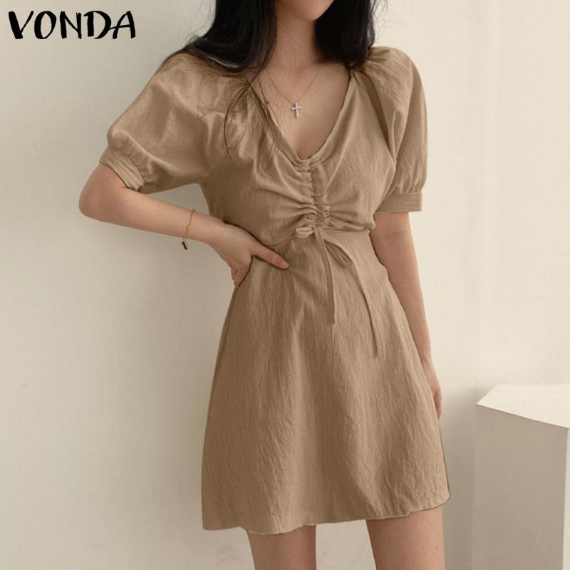 VONDA S-5XL Женщины Лето Короткий Пышный рукав Повседневные мини-платья V Шея Праздник Сплошной цвет Свободная туника Короткое платье
VONDA S-5XL Женщины Лето Короткий Пышный рукав Повседневные мини-платья V Шея Праздник Сплошной цвет Свободная туника Короткое платье