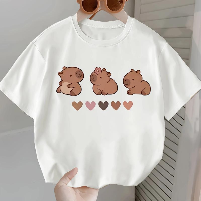 Pure Cotton T-shirt CAPYBARA Capybara Milk Tea Print, Fashionable Children s Round Neck Breathable Short-sleeved for Girls. 120
Pure Cotton T-shirt CAPYBARA Capybara Milk Tea Print, Fashionable Children s Round Neck Breathable Short-sleeved for Girls. 120