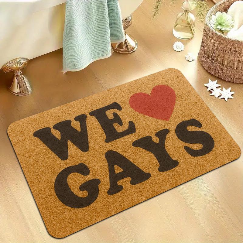 We Love Gays Pride Text Doormat, Colorful Heart Non-Slip Entryway Rug, Durable Washable Floor Mat for Home and Patio Decor 40x60cm
We Love Gays Pride Text Doormat, Colorful Heart Non-Slip Entryway Rug, Durable Washable Floor Mat for Home and Patio Decor 40x60cm