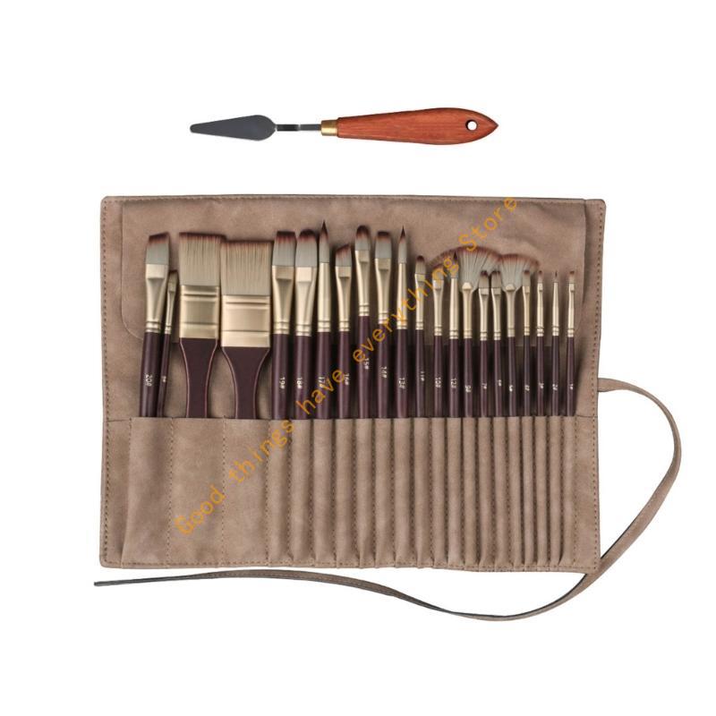 22Pcs Anti-sheding Nylon Paint Brush with Brush Holder, Perfect for Oil Acrylic Watercolor Painting 55KF CN
22Pcs Anti-sheding Nylon Paint Brush with Brush Holder, Perfect for Oil Acrylic Watercolor Painting 55KF CN