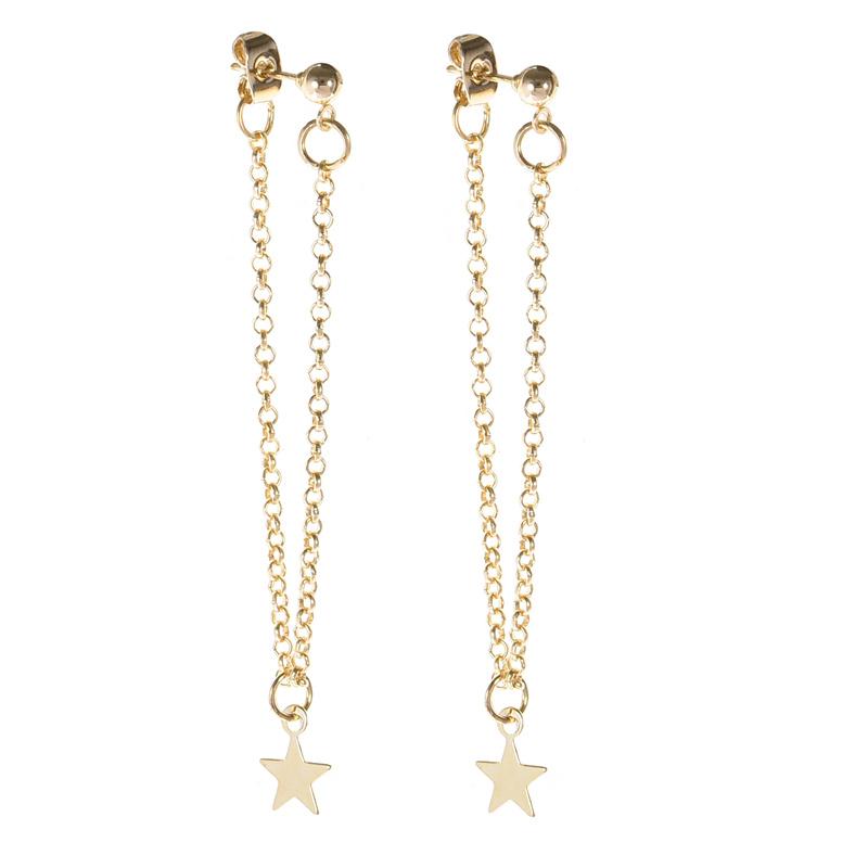 Fashion Stainless Steel Five-Pointed Star Shape Tassel Chain Earrings For Women Wear Zircon Accessories Everyday
Fashion Stainless Steel Five-Pointed Star Shape Tassel Chain Earrings For Women Wear Zircon Accessories Everyday