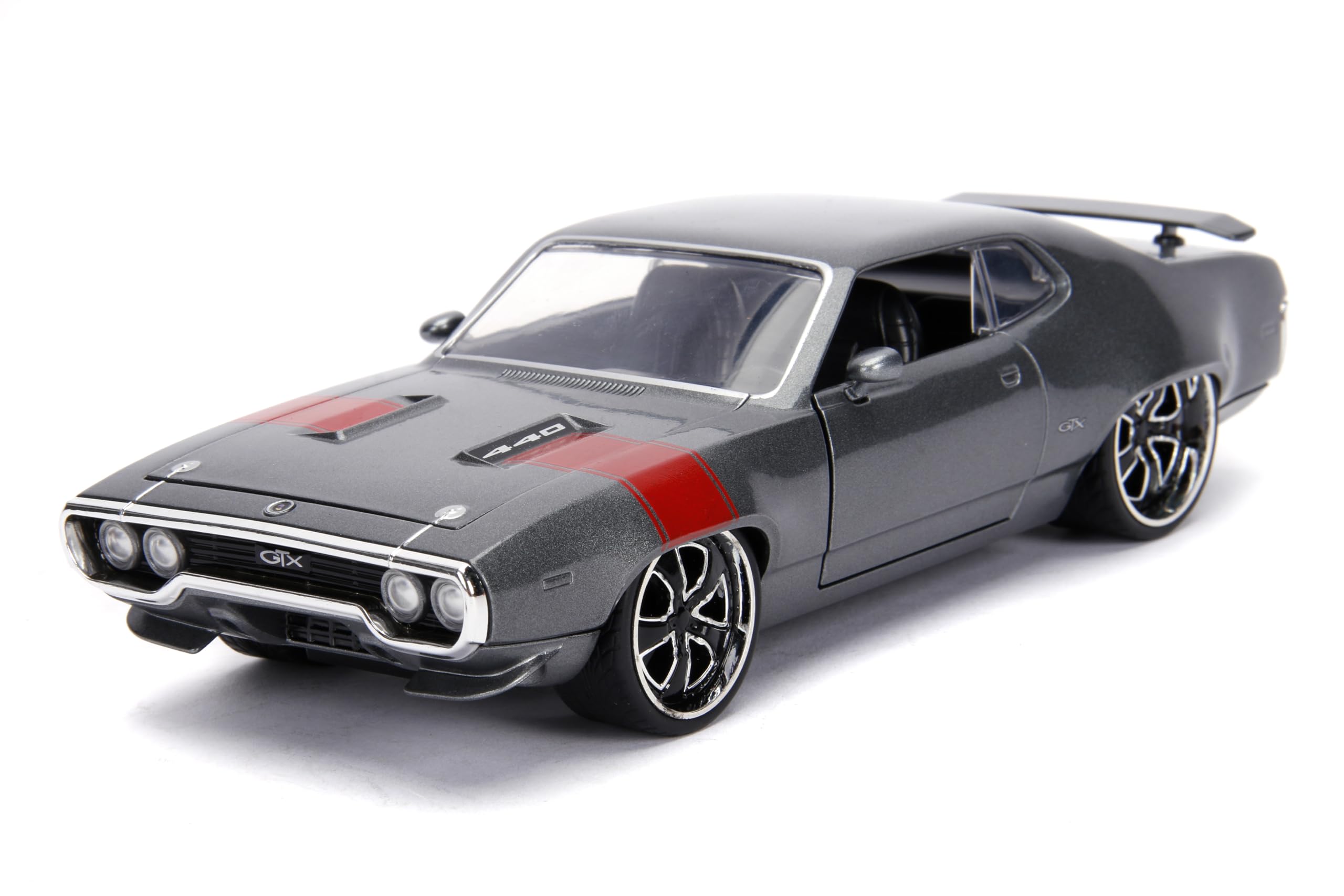 1972 Plymouth GTX 440 Metallic Gray with Red Stripe Bigtime Muscle Diecast Model Car by Jada 30530 1/24
1972 Plymouth GTX 440 Metallic Gray with Red Stripe Bigtime Muscle Diecast Model Car by Jada 30530 1/24