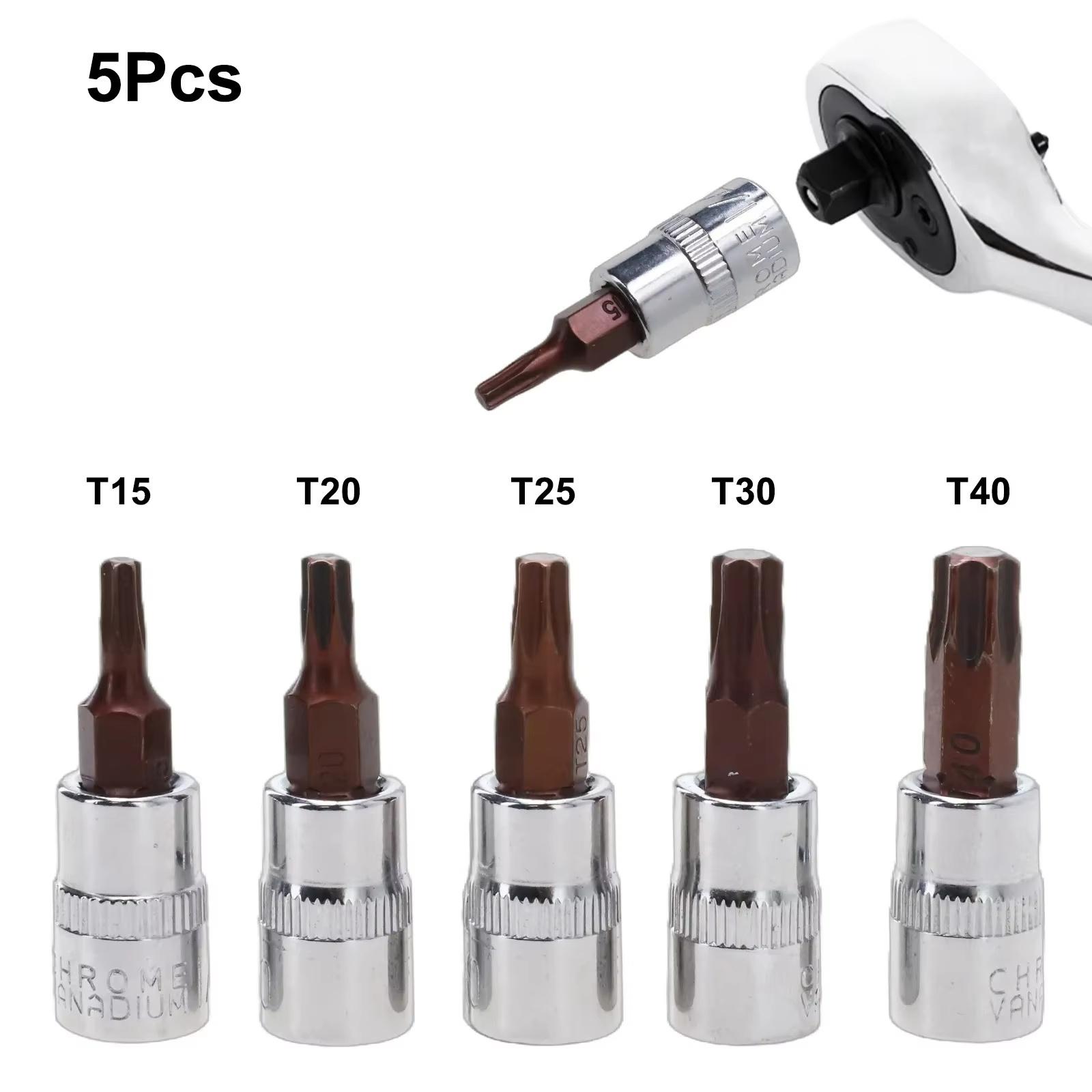 Rafford 5 Pcs Torx Screwdriver Bits 1/4 Inch Drive Socket Head Tools T15 T20 T25 T30 T40 Socket Wrench Adapter Hand Tools
Rafford 5 Pcs Torx Screwdriver Bits 1/4 Inch Drive Socket Head Tools T15 T20 T25 T30 T40 Socket Wrench Adapter Hand Tools