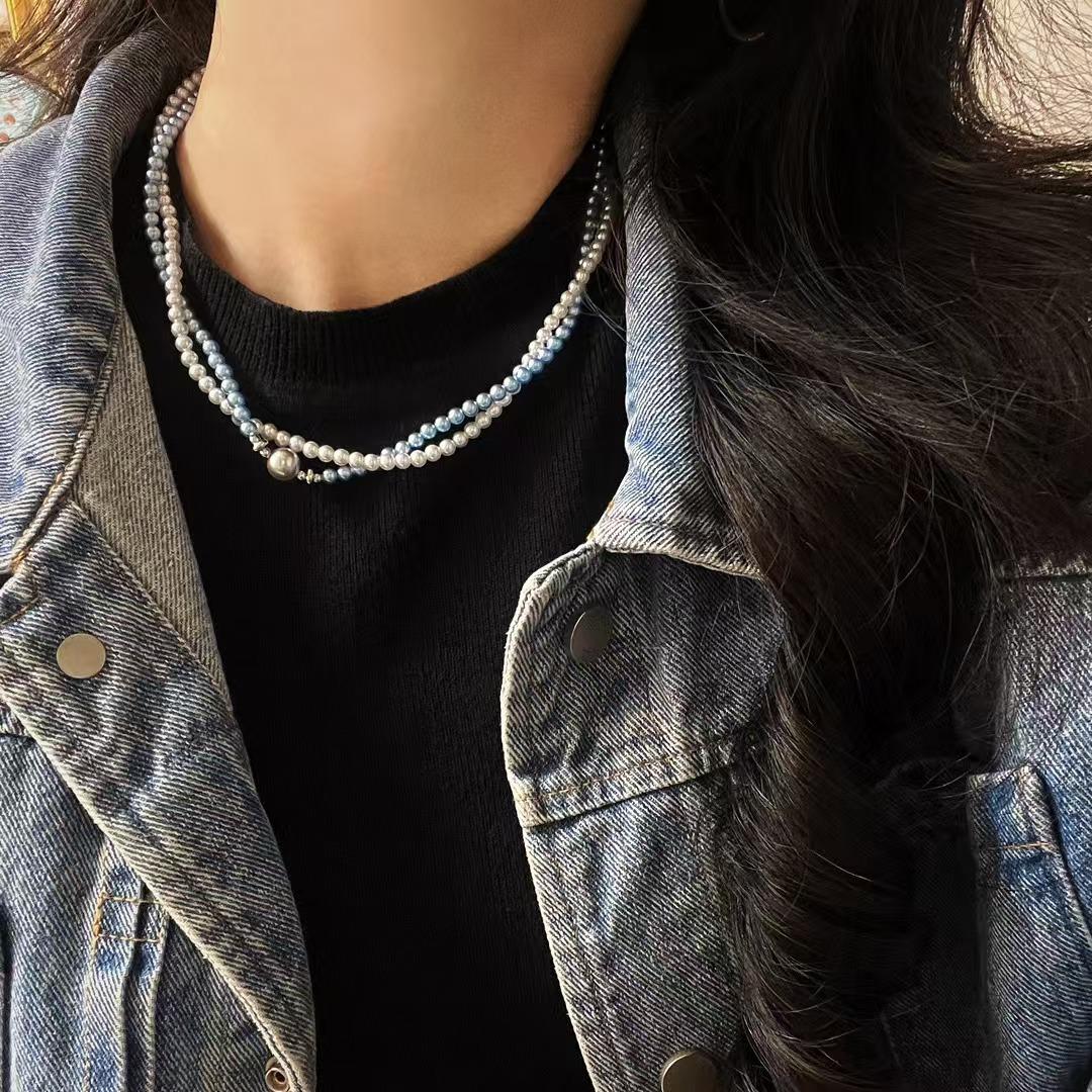 Vintage Highlight Artificial Crystal Pearl Blue Enchantress Cold White Pearl Double Necklace Clavicle Chain
Vintage Highlight Artificial Crystal Pearl Blue Enchantress Cold White Pearl Double Necklace Clavicle Chain