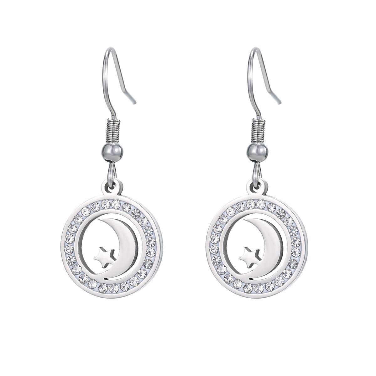 Комплект из серег и подвески из нержавеющей стали «Луна и звезда», ювелирные изделия с фианитами для женщин, романтический дизайн «Ночное небо»
Комплект из серег и подвески из нержавеющей стали «Луна и звезда», ювелирные изделия с фианитами для женщин, романтический дизайн «Ночное небо»