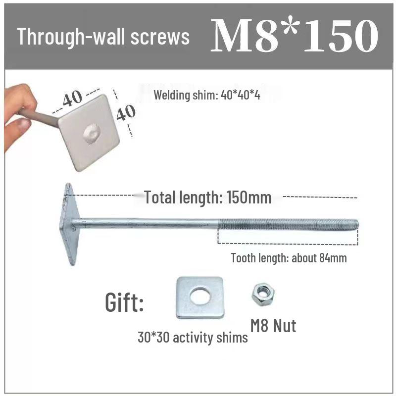 Galvanized Extended Bolts for Elevator, Staircase, and Curtain Wall Installations M8*200
Galvanized Extended Bolts for Elevator, Staircase, and Curtain Wall Installations M8*200