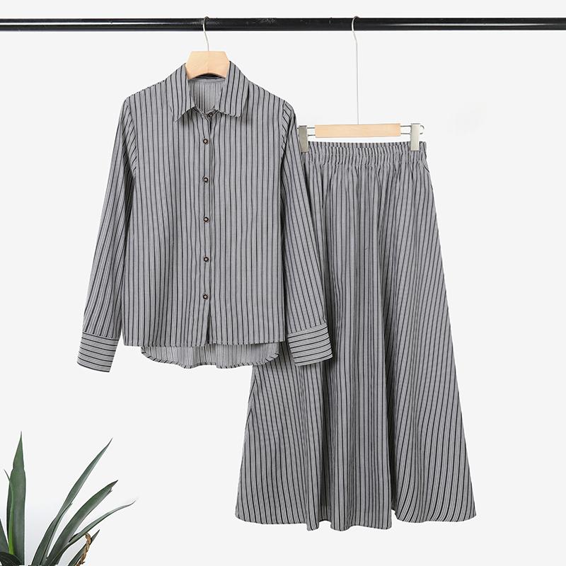 ZANZEA Women Long Sleeve Blouse and Skirts Casual Stripe Print Two Piece Sets 5XL сірий колір
ZANZEA Women Long Sleeve Blouse and Skirts Casual Stripe Print Two Piece Sets 5XL сірий колір