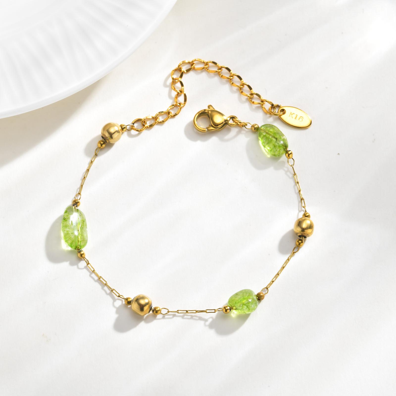 Fashion Green Natural Stone Bracelets for Women Stainless Steel Spacer Bead Bracelet 18K Gold Plated Jewelry Gift
Fashion Green Natural Stone Bracelets for Women Stainless Steel Spacer Bead Bracelet 18K Gold Plated Jewelry Gift