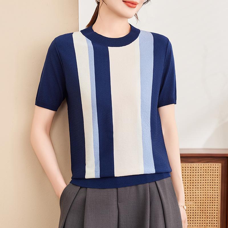Stylish Color Block Knit Top for Mothers – Short Sleeve, Youthful Summer Tee for Middle-Aged Women XL (100-110 lbs) королевский синий
Stylish Color Block Knit Top for Mothers – Short Sleeve, Youthful Summer Tee for Middle-Aged Women XL (100-110 lbs) королевский синий