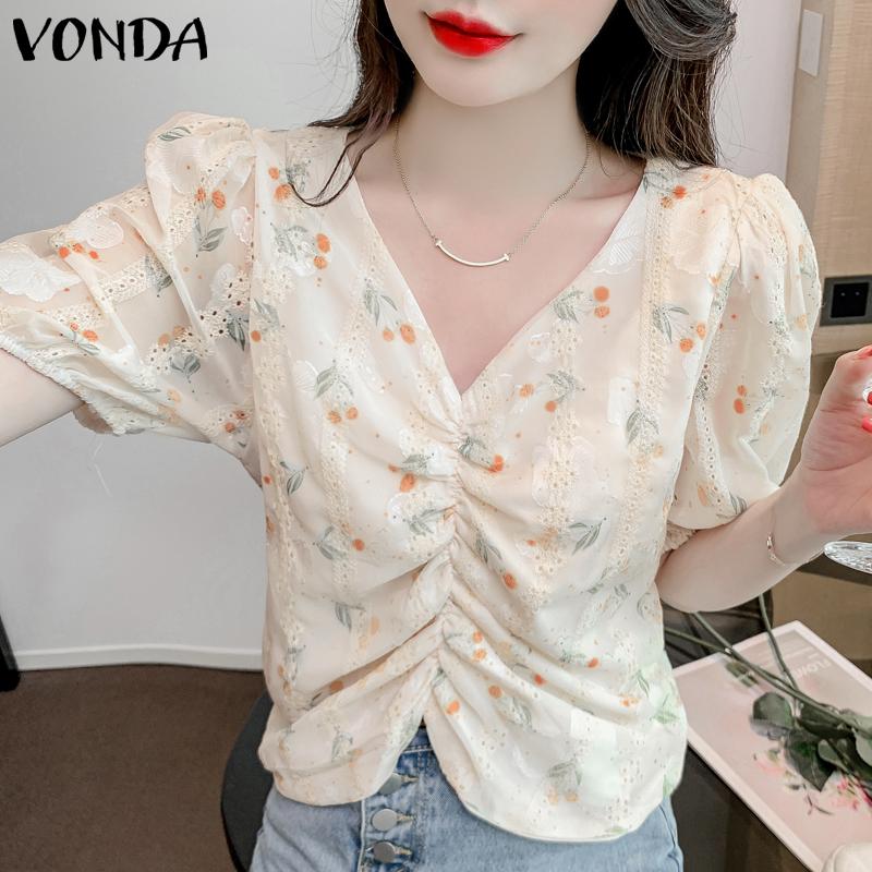 VONDA Женские прозрачные рубашки с V-образным вырезом и коротким рукавом с цветочной вышивкой
VONDA Женские прозрачные рубашки с V-образным вырезом и коротким рукавом с цветочной вышивкой