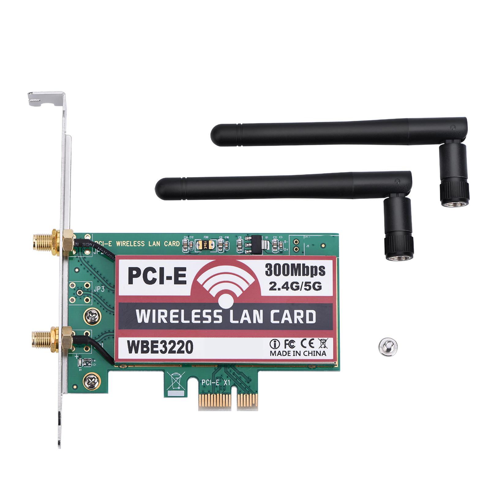 2.4G 5G 300Mbps PCI‑e Dual Band AP Wireless WiFi WLAN Adapter For Laptop
2.4G 5G 300Mbps PCI‑e Dual Band AP Wireless WiFi WLAN Adapter For Laptop