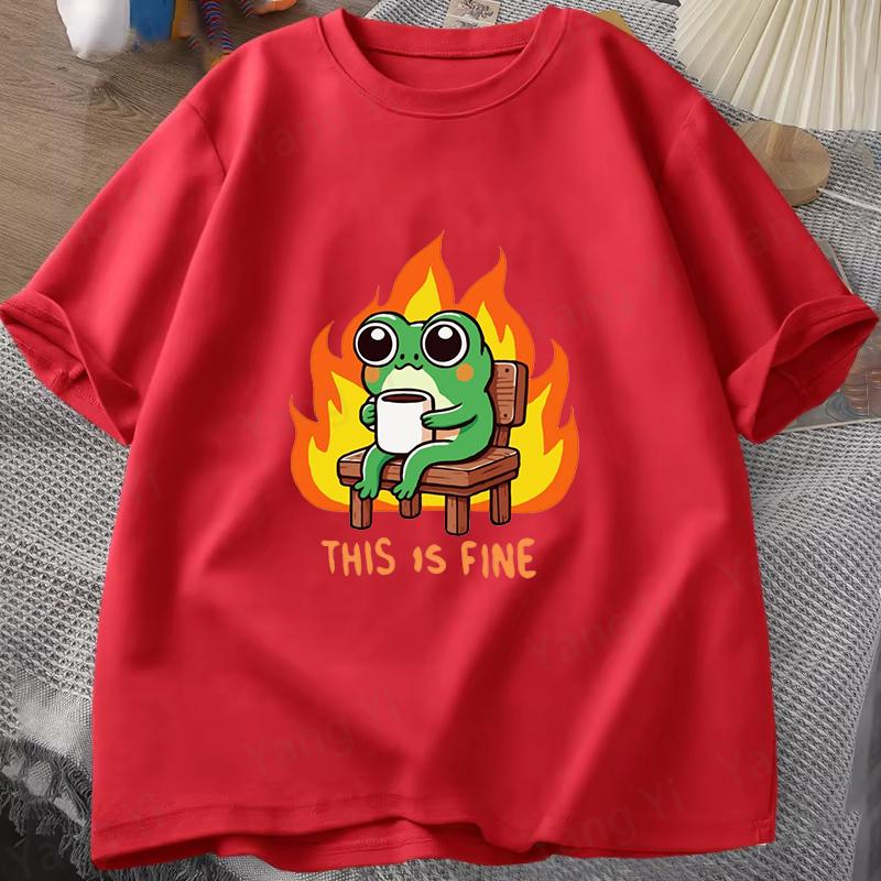 Hot This Is Fine Letter Print Short Sleeve Unisex T Shirts Casual Shirts Frogs Drinking Coffee Pattern Unisexs Womens Tshirts S
Hot This Is Fine Letter Print Short Sleeve Unisex T Shirts Casual Shirts Frogs Drinking Coffee Pattern Unisexs Womens Tshirts S