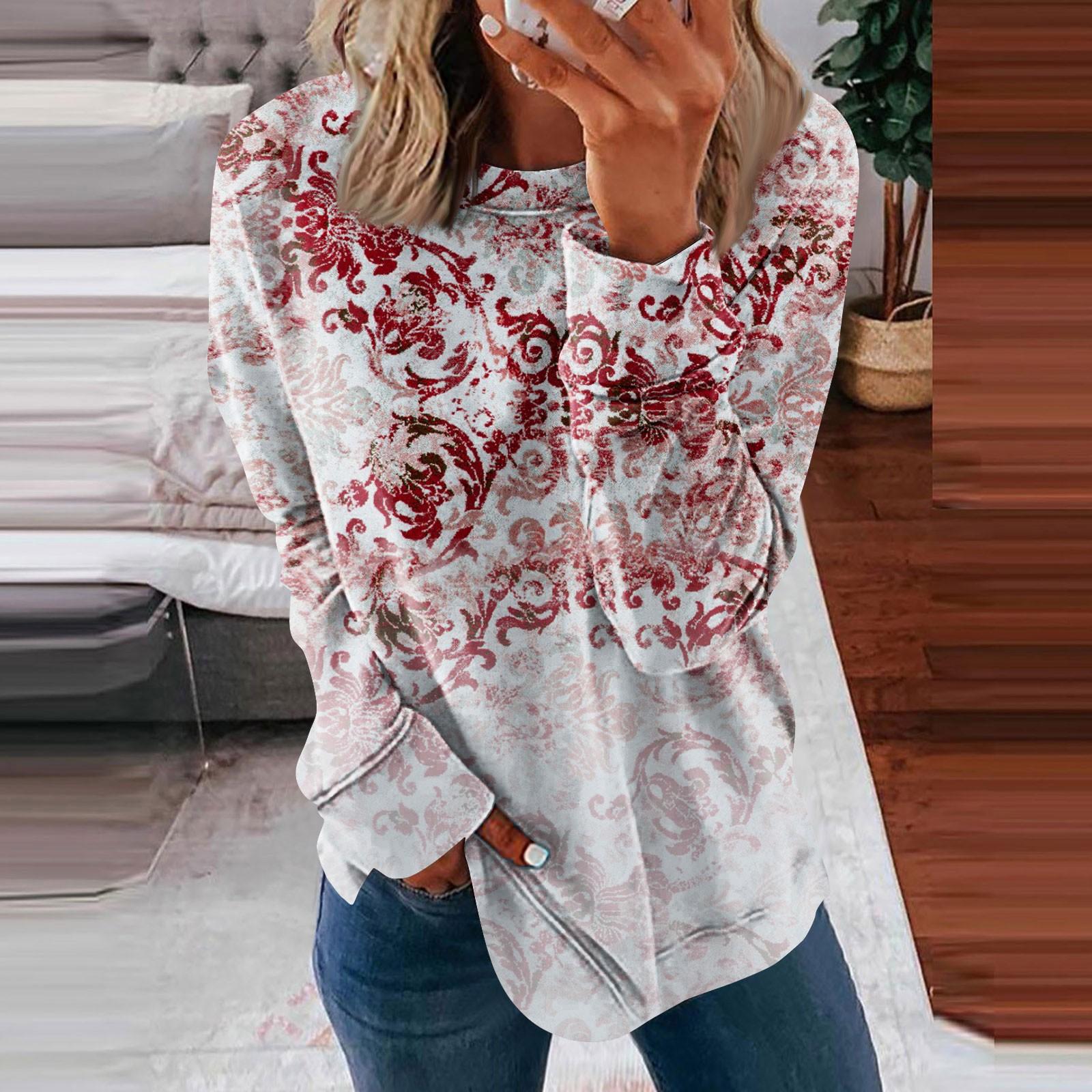 Women s Casual Fashion Floral Print Long Sleeve O-Neck Pullover Top Blouse XXL Кіновар
Women s Casual Fashion Floral Print Long Sleeve O-Neck Pullover Top Blouse XXL Кіновар