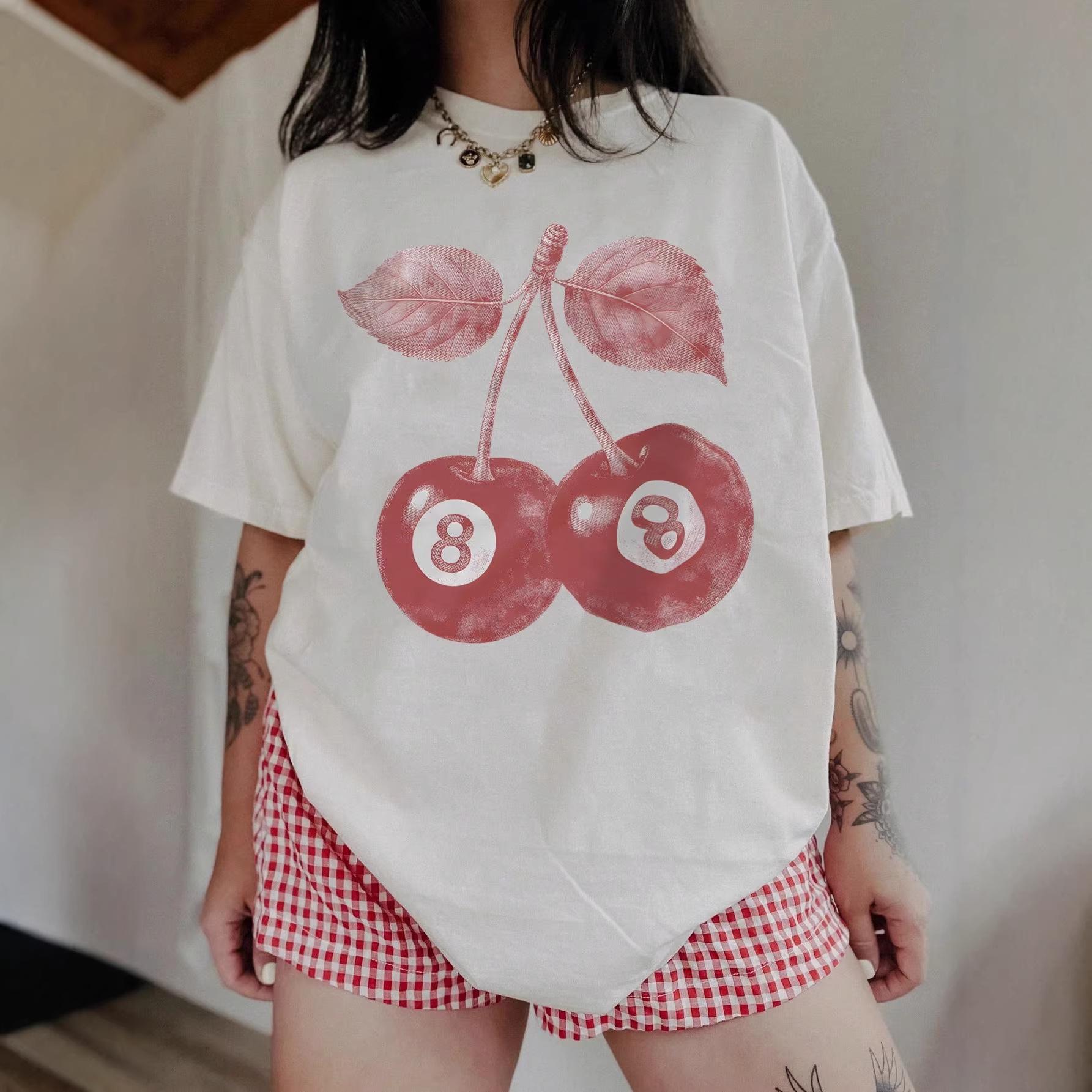 Retro Cherry Print Loose Short Sleeve T-shirt - Summer Versatile Round Neck Top XL білий
Retro Cherry Print Loose Short Sleeve T-shirt - Summer Versatile Round Neck Top XL білий