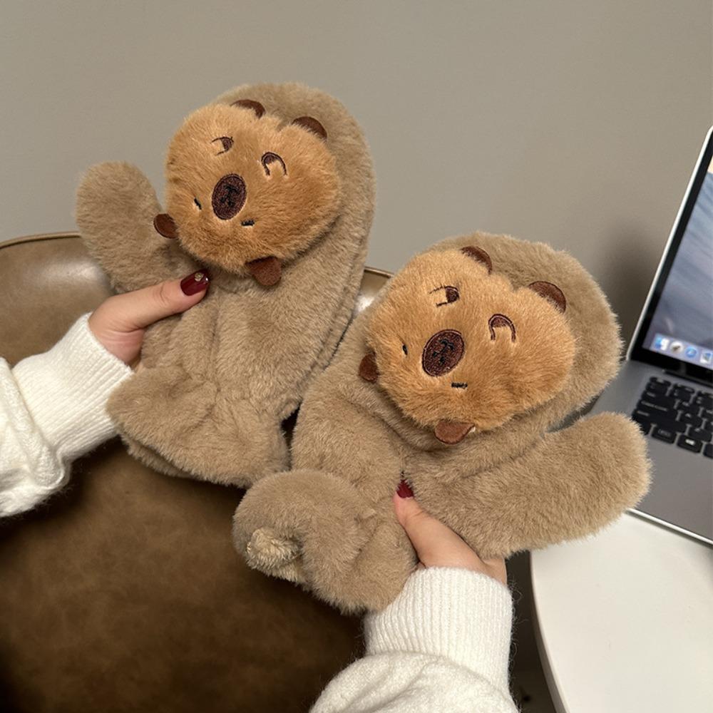 Windproof Capybara Lanyard Mittens Soft Full Finger Gloves Fashion Plush Animal Gloves Women белый
Windproof Capybara Lanyard Mittens Soft Full Finger Gloves Fashion Plush Animal Gloves Women белый