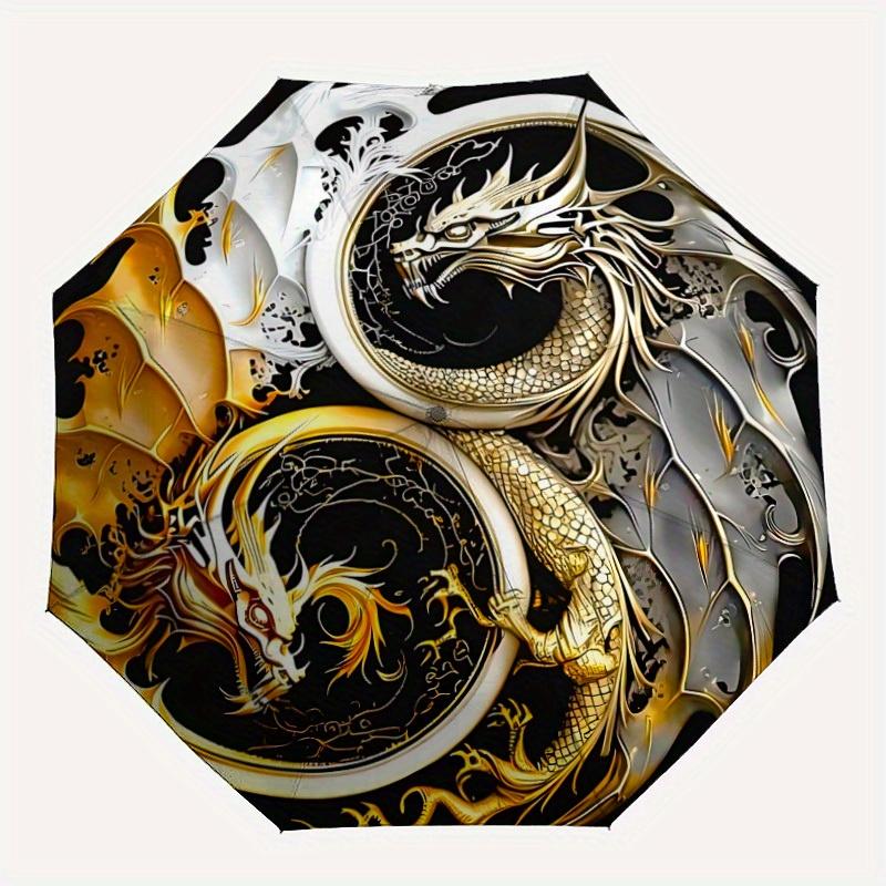 1pc Dragon Yin Yang Symbol Automatic Folding Umbrella - 8-Rib Iron Frame, Windproof, Portable Sunshade with Plastic Handle for Travel & Outd
1pc Dragon Yin Yang Symbol Automatic Folding Umbrella - 8-Rib Iron Frame, Windproof, Portable Sunshade with Plastic Handle for Travel & Outd