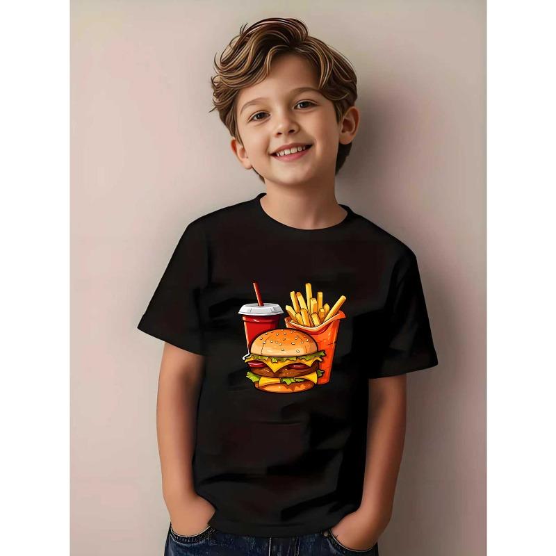 European sizes Boys Soft And Breathable Casual Top Featuring a Hamburger And Fries Design, Regular Fit Round Neck Summer T-Shirt 98cm чёрный
European sizes Boys Soft And Breathable Casual Top Featuring a Hamburger And Fries Design, Regular Fit Round Neck Summer T-Shirt 98cm чёрный