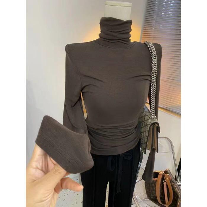 High-Neck Slim-Fit Long-Sleeve T-Shirt - Women s Autumn/Winter Minimalist Stretch Base Layer Small темно-коричневого кольору
High-Neck Slim-Fit Long-Sleeve T-Shirt - Women s Autumn/Winter Minimalist Stretch Base Layer Small темно-коричневого кольору