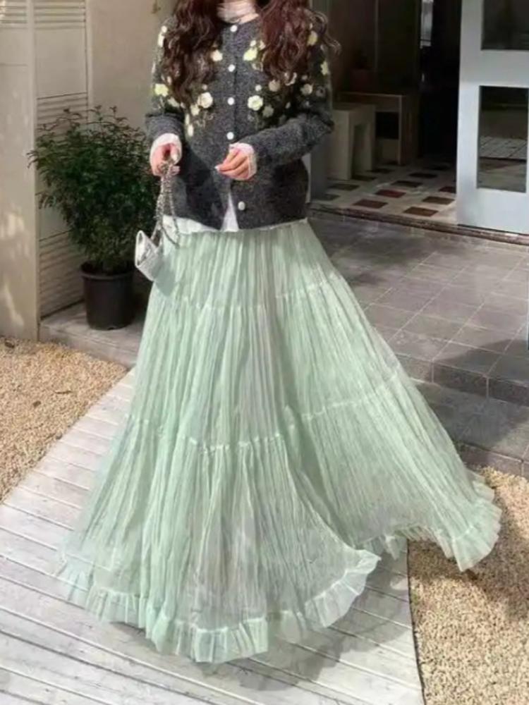 Elegant Pleated Skirt for Women with Elastic Waist Slim Fit A-Line Long Design Spring Fashion Trend One Size світло-зелений колір
Elegant Pleated Skirt for Women with Elastic Waist Slim Fit A-Line Long Design Spring Fashion Trend One Size світло-зелений колір