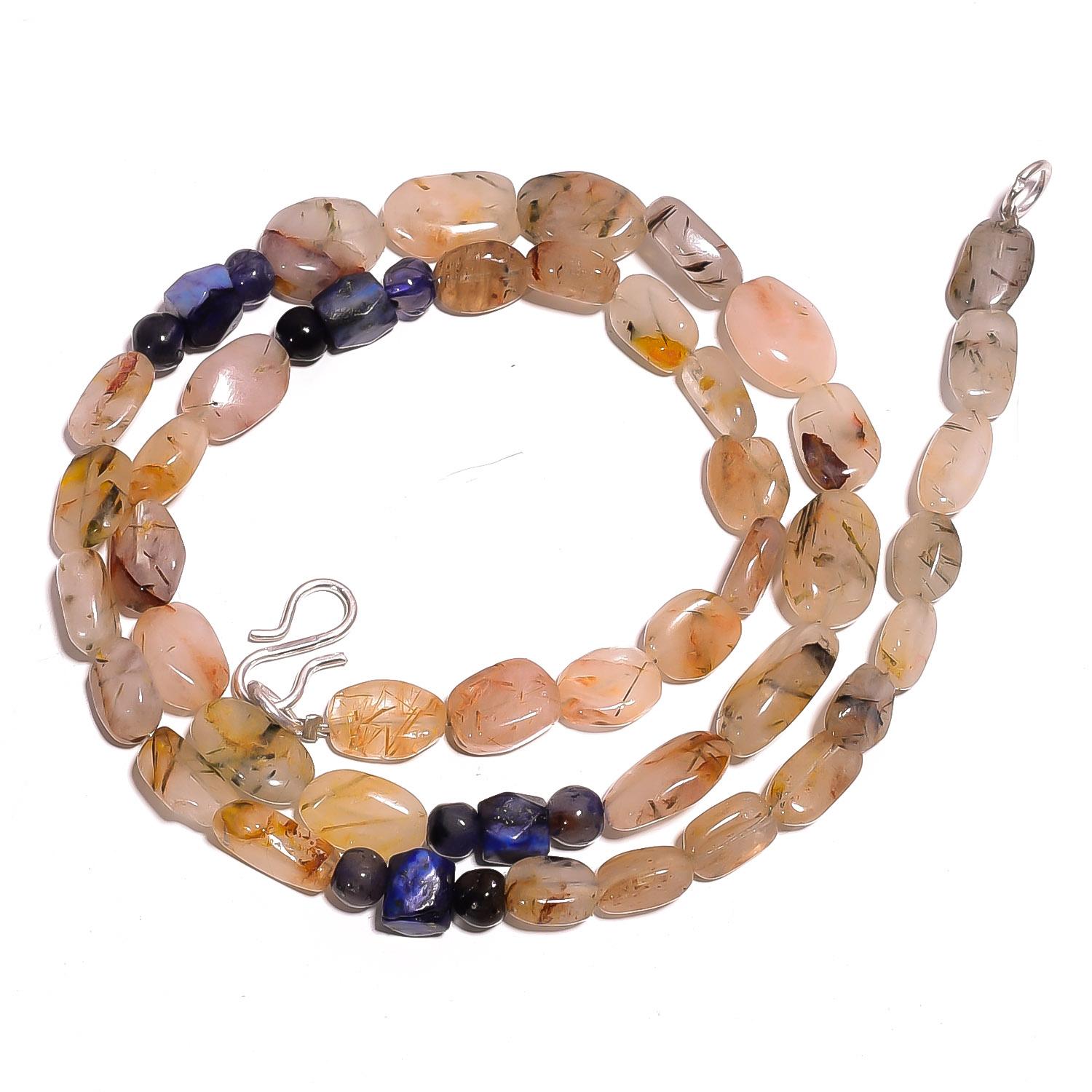Natural Rutile Quartz Lapis Lazuli Iolite Gemstone Beads Necklace 17 UB-3117 UB-3117
Natural Rutile Quartz Lapis Lazuli Iolite Gemstone Beads Necklace 17 UB-3117 UB-3117