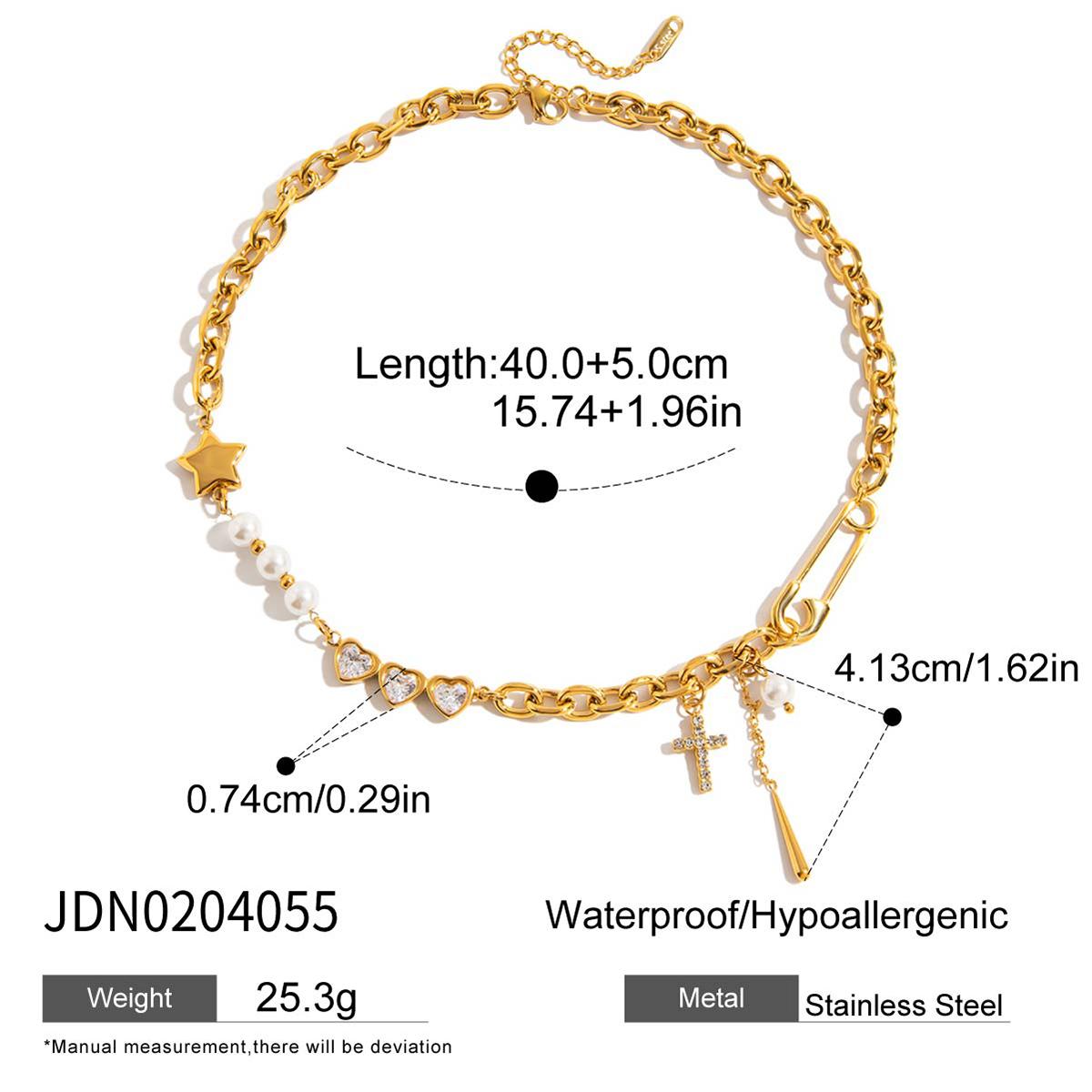 New Arrival Exquisite 18K Gold Stainless Steel Jewelry Zircon Cross Paper Clip Pendant Glossy Five-pointed Star Necklaces
New Arrival Exquisite 18K Gold Stainless Steel Jewelry Zircon Cross Paper Clip Pendant Glossy Five-pointed Star Necklaces
