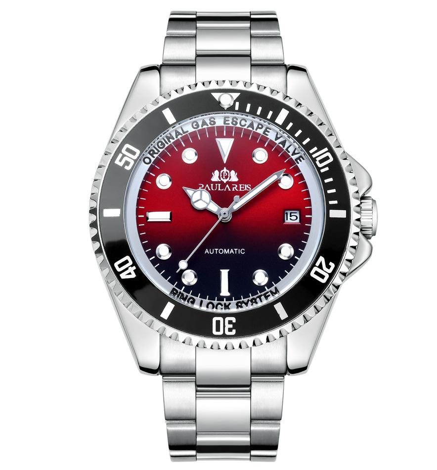 PAULAREIS Автоматические механические светящиеся часы из твердой стали с синим, красным и зеленым циферблатом
PAULAREIS Автоматические механические светящиеся часы из твердой стали с синим, красным и зеленым циферблатом
