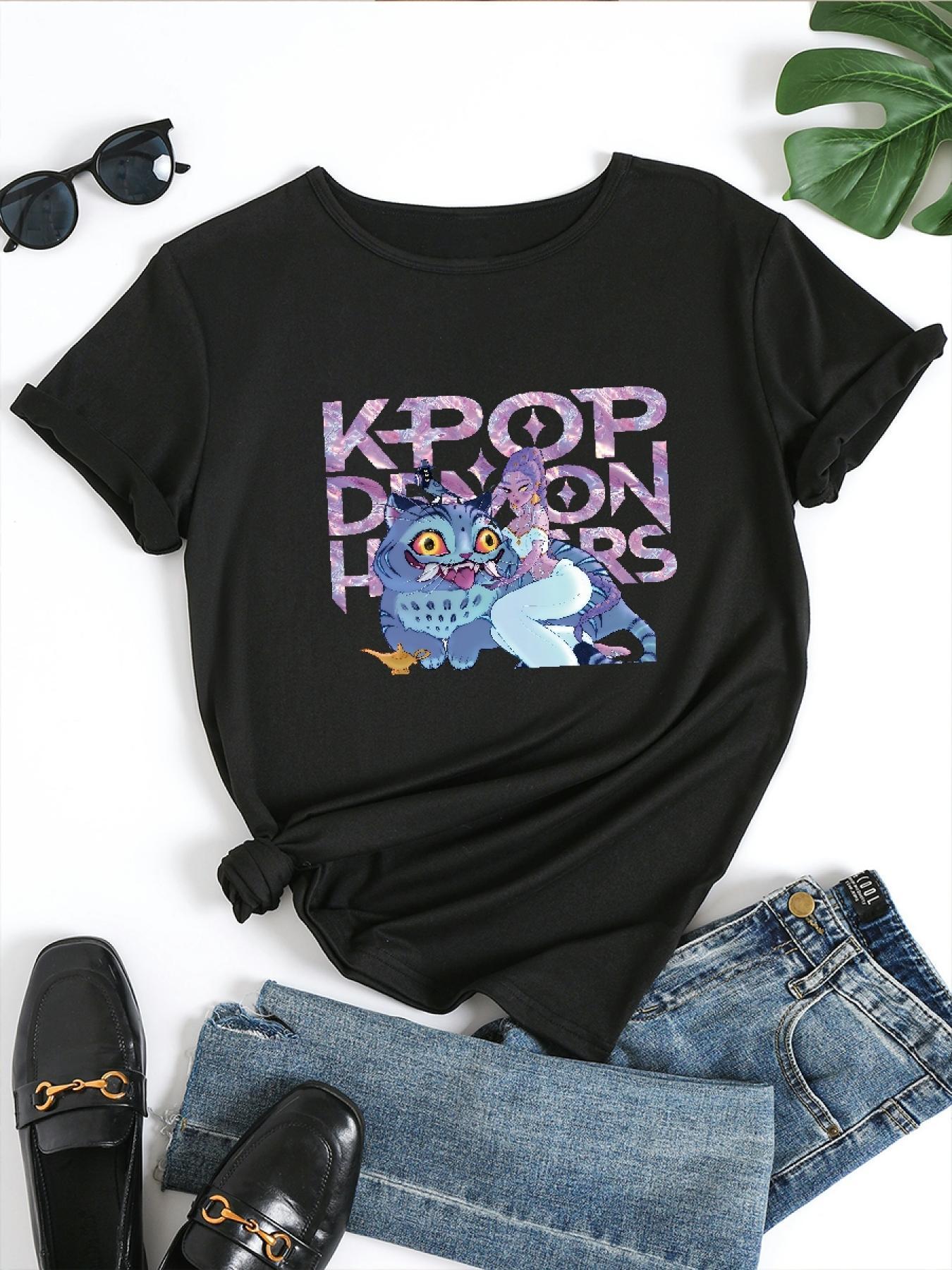 Women s K-pop Inspired Graphic T-shirt Cute Chibi-style Korean Pop Print With K-pop Text K-pop Soft Round Neck Short Sleeve S
Women s K-pop Inspired Graphic T-shirt Cute Chibi-style Korean Pop Print With K-pop Text K-pop Soft Round Neck Short Sleeve S