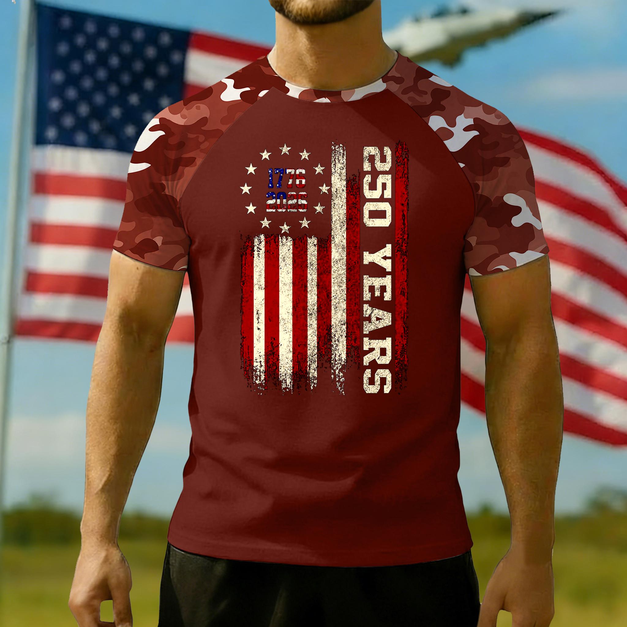 Men’s Short Sleeve Raglan T Shirt with Camouflage Sleeves and Printed Graphic 250 Years Flag Design Crew Neck Top XL червоний
Men’s Short Sleeve Raglan T Shirt with Camouflage Sleeves and Printed Graphic 250 Years Flag Design Crew Neck Top XL червоний