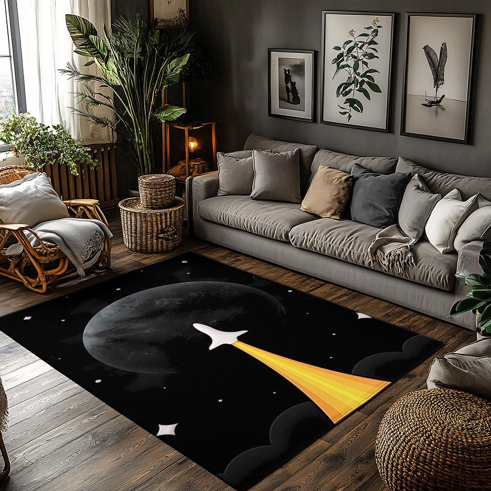 Space Rocket Launch Rug, Black Starry Sky Carpet with Orange Flame, Soft Non-Slip Sofa Mat for Sci-Fi Living Room Decor 50x80cm
Space Rocket Launch Rug, Black Starry Sky Carpet with Orange Flame, Soft Non-Slip Sofa Mat for Sci-Fi Living Room Decor 50x80cm