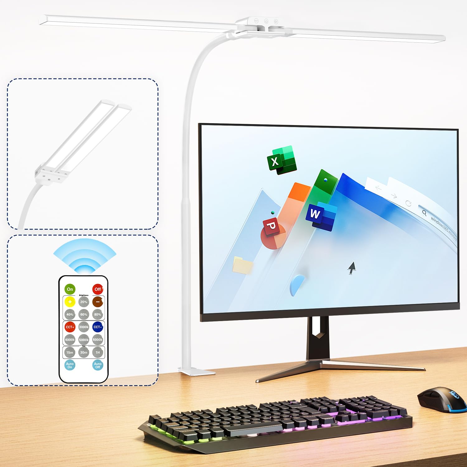 Desk Light with Remote Control, Stand Light, Tabletop Light, LED Desk Lamp, KableRika Double Light Source, Clamp, Touch Panel, Remote Control Switch,
Desk Light with Remote Control, Stand Light, Tabletop Light, LED Desk Lamp, KableRika Double Light Source, Clamp, Touch Panel, Remote Control Switch,