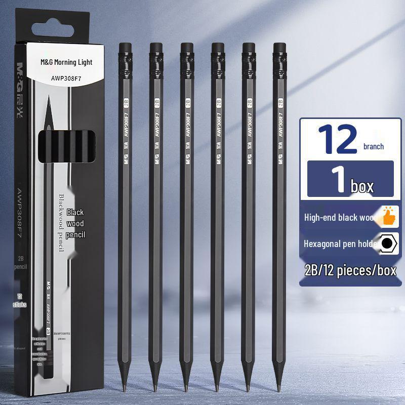 Morning Light 308F6 Premium Black Wood HB Pencil with Eraser, Hexagonal Barrel, 2B Calligraphy Practice for Students HB/2B
Morning Light 308F6 Premium Black Wood HB Pencil with Eraser, Hexagonal Barrel, 2B Calligraphy Practice for Students HB/2B