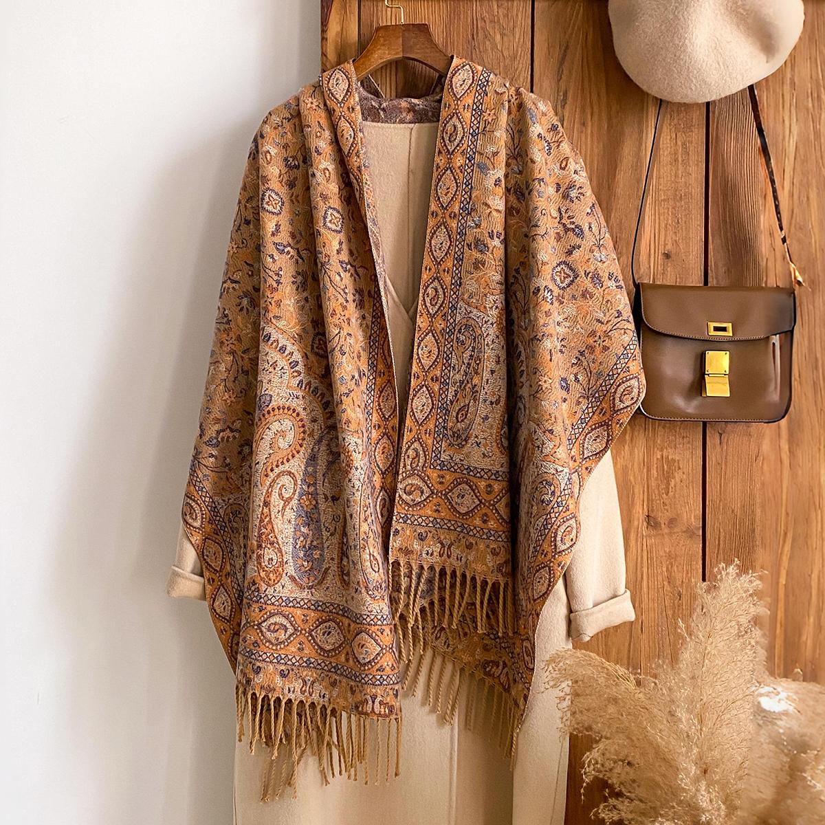 Fashion Winter Cashmere Shawl For Women - Vintage Oil Painting Printed Floral Tasseled Pashmina Thick Scarf, Wrap & Echarp
Fashion Winter Cashmere Shawl For Women - Vintage Oil Painting Printed Floral Tasseled Pashmina Thick Scarf, Wrap & Echarp